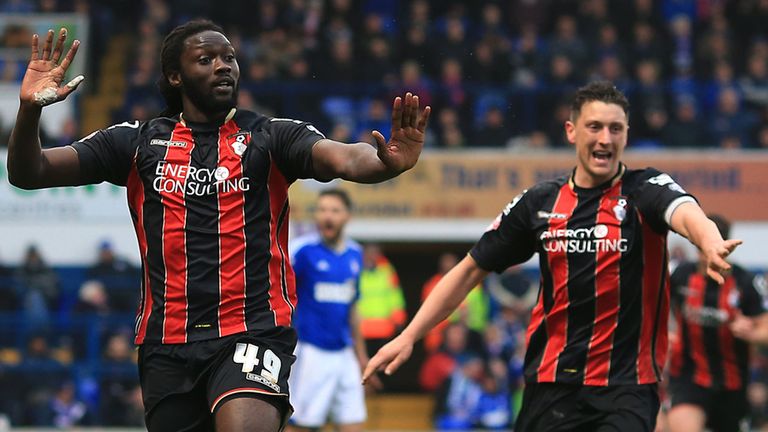 Bournemouth's Kenwyne Jones celebrates after equalising against Ipswich