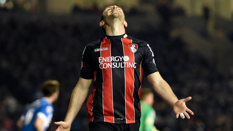 AFC Bournemouth's Marc Pugh rues a missed chance during the Sky Bet Championship match at the AMEX Stadium, Brighton.