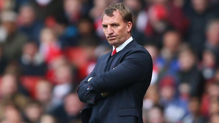 Brendan Rodgers during the Barclays Premier League match between Arsenal and Liverpool at Emirates Stadium on April 4, 2015 in London, England.