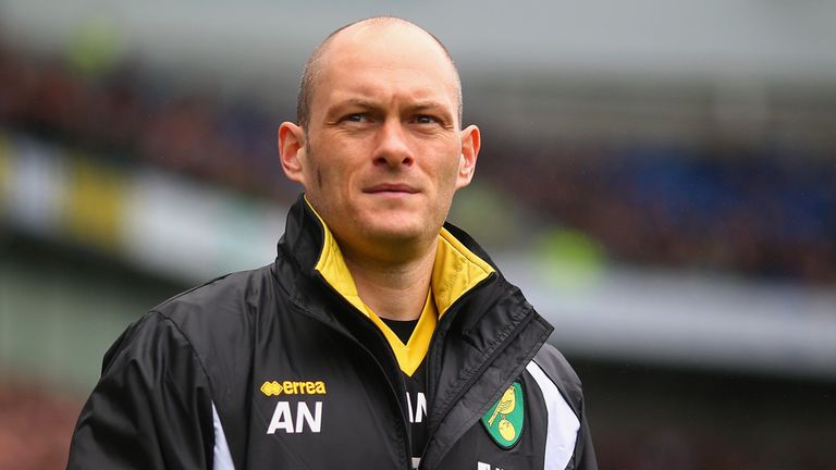 Norwich manager Alex Neil looks on during the Sky Bet Championship match against Brighton