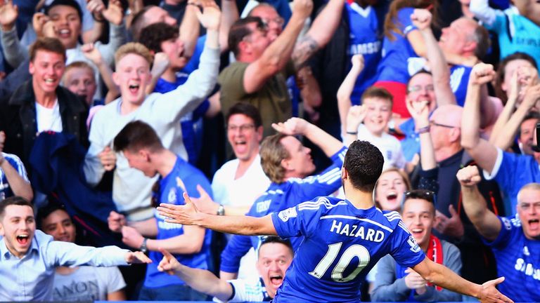 Eden Hazard celebrates after opening the scoring