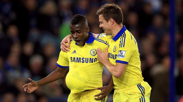 Chelsea's Ramires celebrates scoring his side's third goal of the game with Cesar Azpilicueta (right) during the Barclays Premier League match