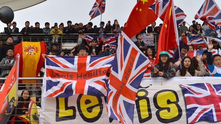 Lewis Hamilton fans and banners