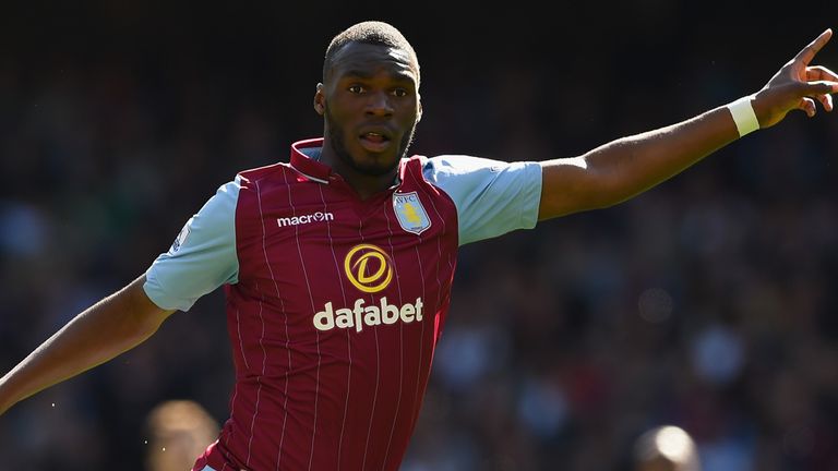 Christian Benteke in action for Aston Villa against Tottenham