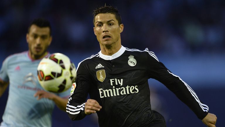 Real Madrid's Cristiano Ronaldo in action against Celta Vigo on April 26, 2015