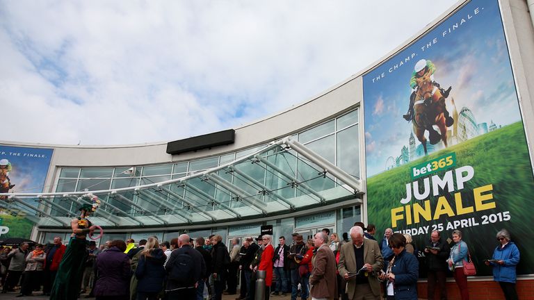 Crowds queue outside Sandown Park 