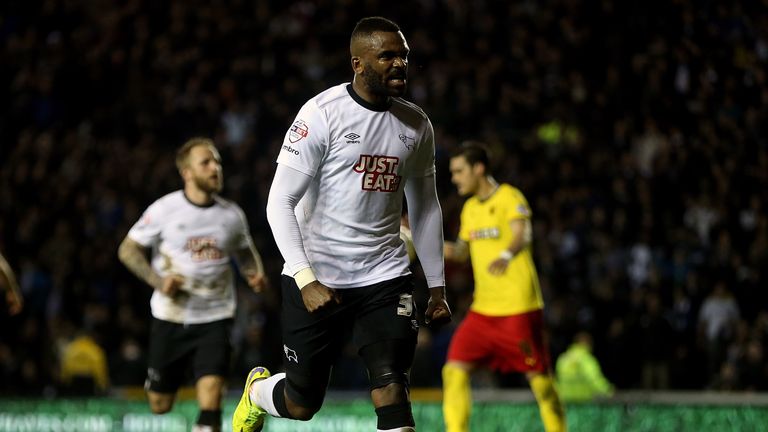 Darren Bent of Derby celebrates 