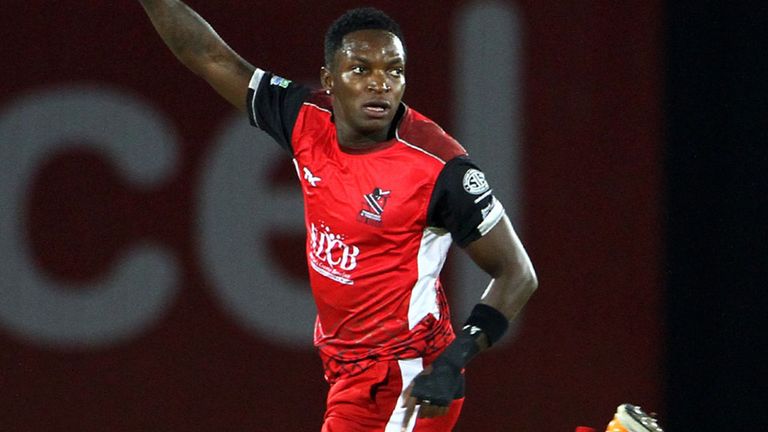 Fidel Edwards in action for Trinidad