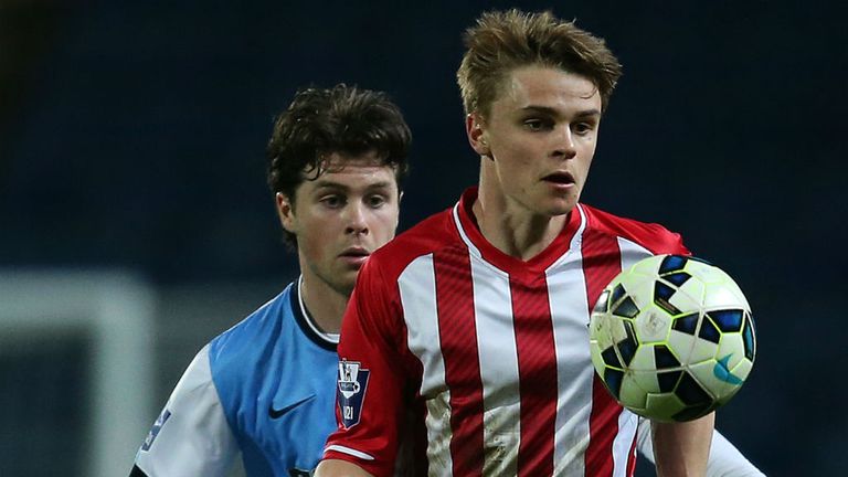 Jake Hesketh of Southampton with Bradley Bauress of Blackburn Rovers during the Under 21 Premier League Cup Final