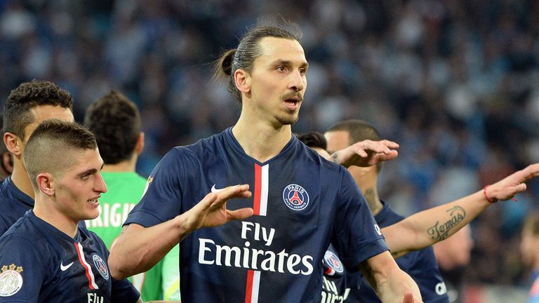 Zlatan Ibrahimovic and PSG celebrate