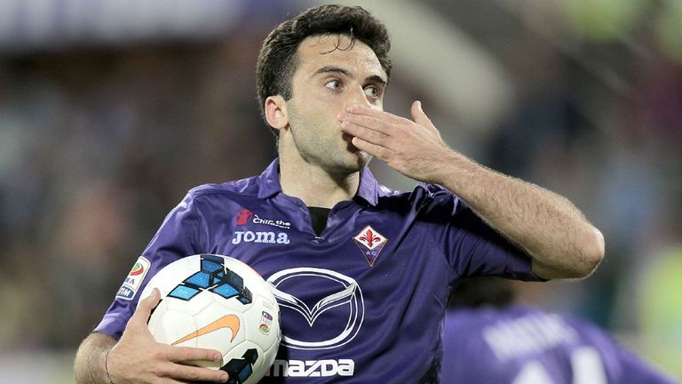 Giuseppe Rossi of Fiorentina celebrates after scoring a goal during the Serie A match at Stadio Artemio Franchi