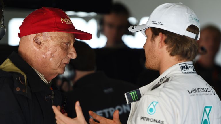 Niki Lauda talks with Nico Rosberg