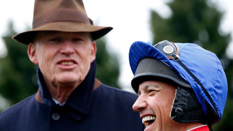 Trainer John Gosden with Frankie Dettori before the Betfred Mobile Snowdrop Fillies' Stakes