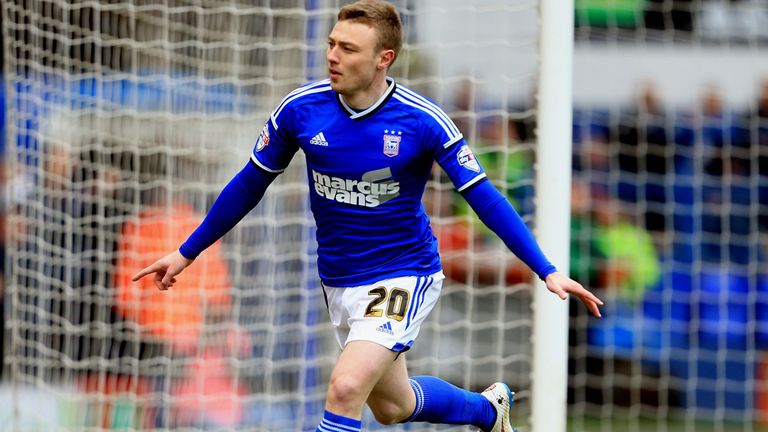 Ipswich's Freddie Sears celebrates scoring the opening goal during the Sky Bet Championship match at Portman Road, Ipswich.