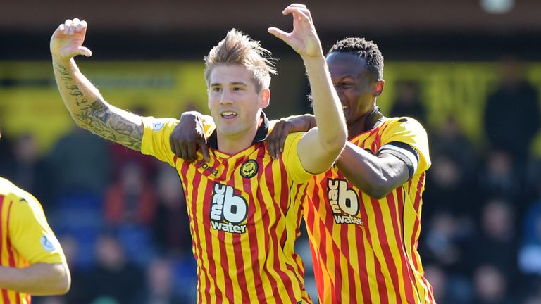 Frederic Frans celebrates as Partick Thistle level matters against Ross County in Dingwall