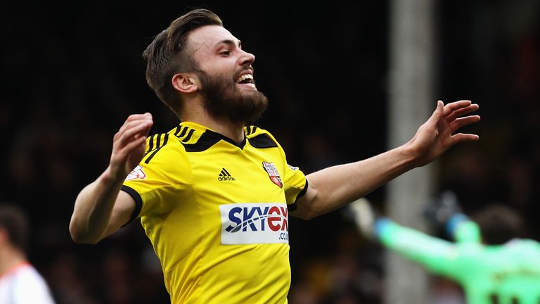 Brentford's Stuart Dallas of Brentford celebates scoring his second goal against Fulham