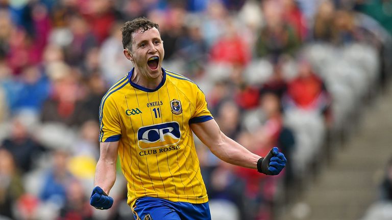 Ciarán Murtagh Roscommon celebrates scoring a goal v Down