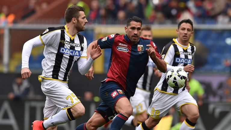 Thomas Heurtaux and Marco Borriello compete for the ball