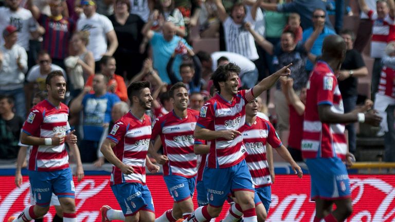 Diego Mainz celebrates his goal at the right end