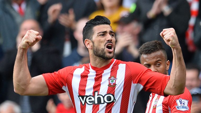Graziano Pelle celebrates his opening goal in Southampton v Spurs in the Premier League