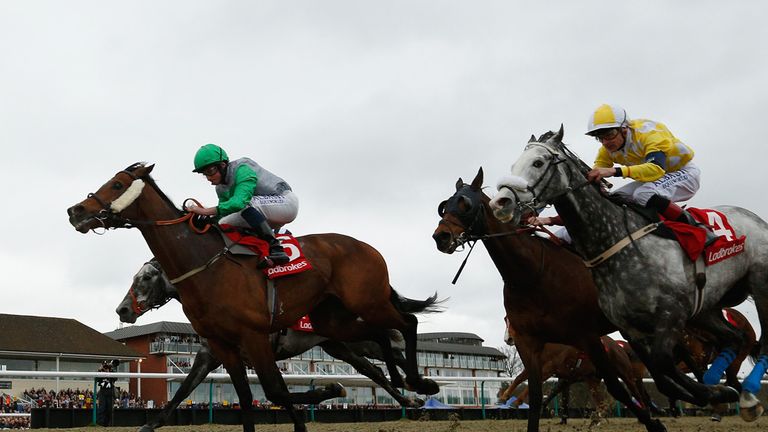 Grey Mirage (L) wins The Ladbrokes All-Weather Mile Championships