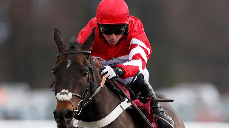 Joe Colliver riding Just Cameron clear the last to win the 888sport.com Novices' Limited Handicap Steeple Chase at Haydock