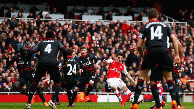 Hector Bellerin goal, Arsenal v Liverpool, Premier League