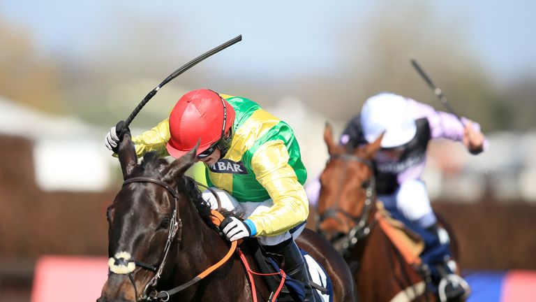 Sizing Granite ridden by Johnny Burke goes on to win the Doom Bar Maghull Novices' Chase