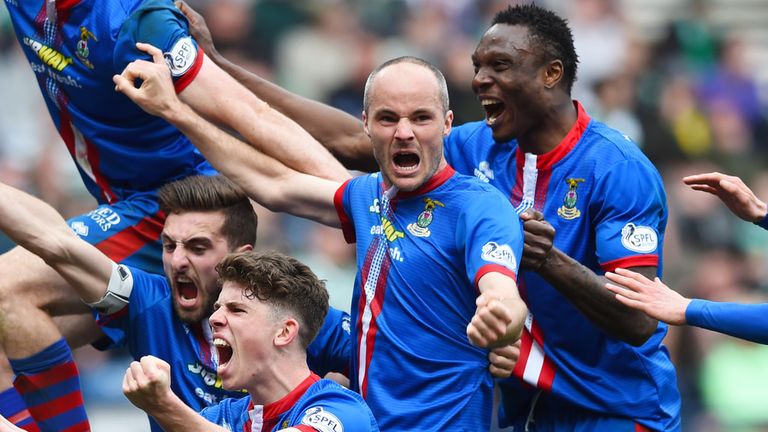 Inverness players celebrate against Celtic