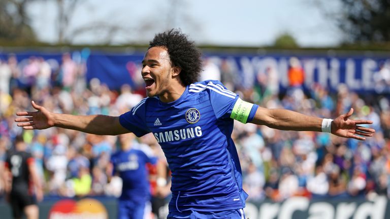 NYON, SWITZERLAND - APRIL 13: Isaiah Brown of Chelsea FC celebrates after scoring a goal during the UEFA Youth League Final match between Shakhtar Donetsk 