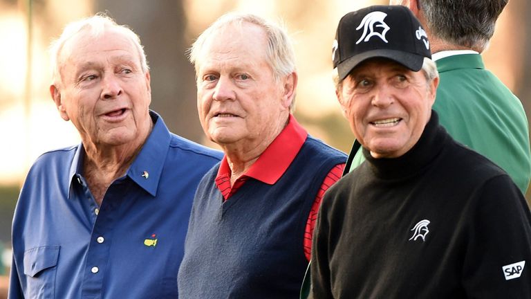 Honorary starters Arnold Palmer, Gary Player and Jack Nicklaus