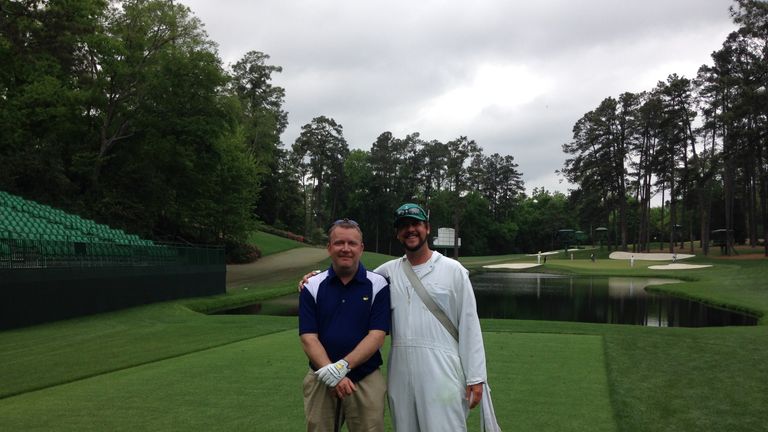 Keith Jackson with caddie Casey at Augusta National