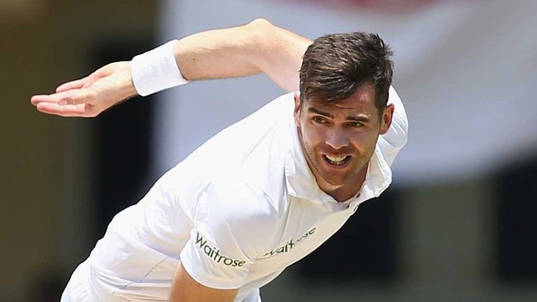 James Anderson in action in his 100th Test