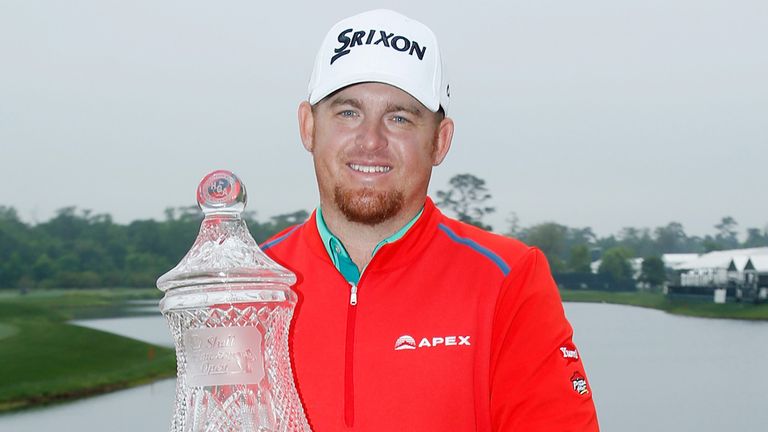 HUMBLE, TX - APRIL 05:  J. B. Holmes poses with the trophy after winning the Shell Houston Open at the Golf Club of Houston on April 5, 2015 in Humble, Tex