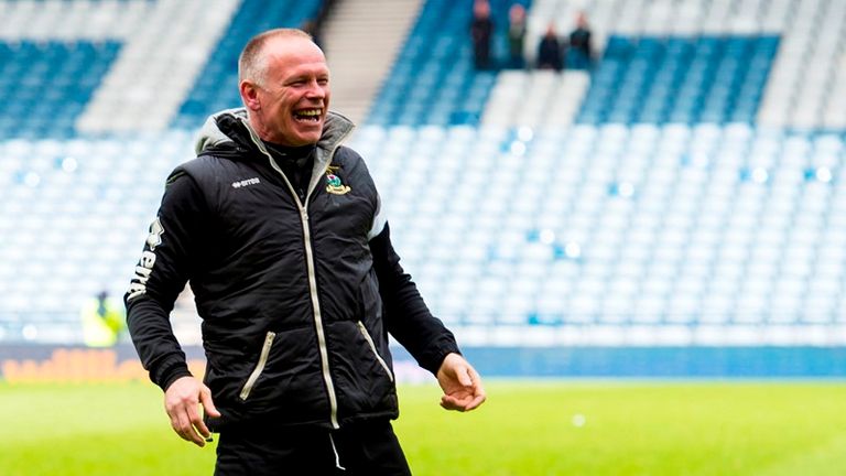 Inverness manager John Hughes celebrates at full-time
