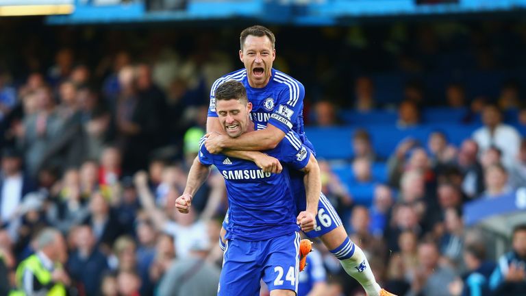 John Terry and Gary Cahill: celebrate Chelsea's win
