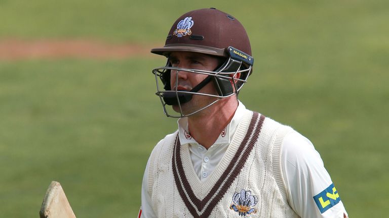 Kevin Pietersen out for 19 for Surrey v Glamorgan in County Championship game in Cardiff