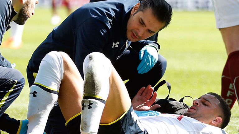 Kyle Walker receives treatment at Burnley