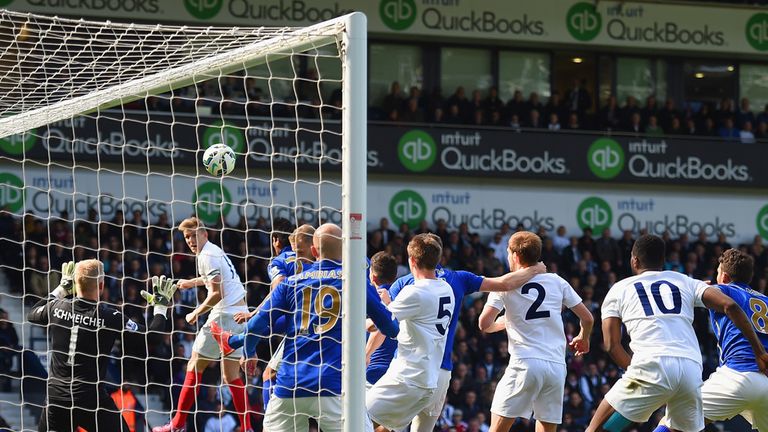 Darren Fletcher of West Brom scores the opening goal against Leicester