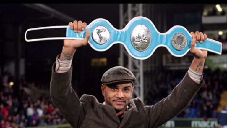 Leon McKenzie: Parades title belt at Selhurst Park