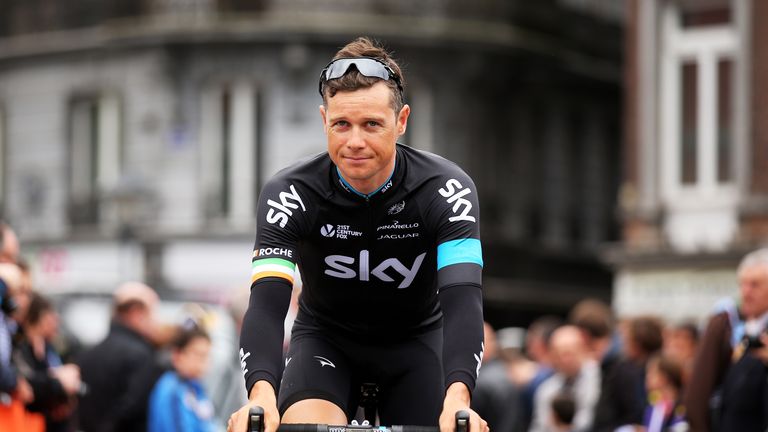 Nicholas Roche of Ireland and Team Sky arrives at the start during the 99th Liege-Bastogne-Liege 