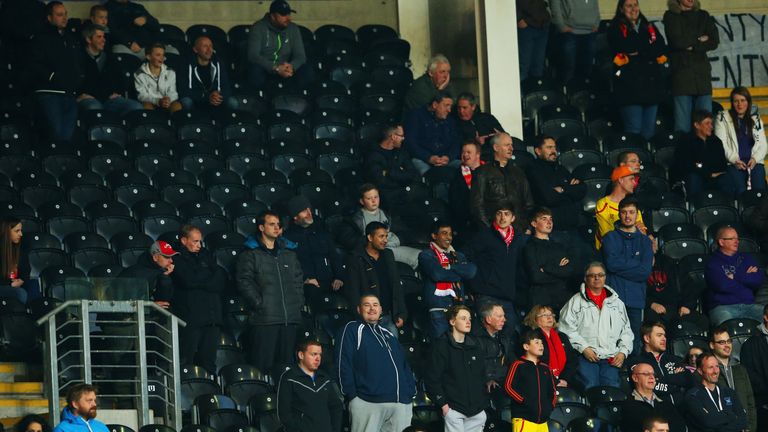 A general view of a sparsely populated away fans section during the Barclays Premier League match between Hull City and Liverpool