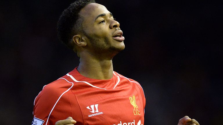 Liverpool's Raheem Sterling celebrates after scoring again Newcastle