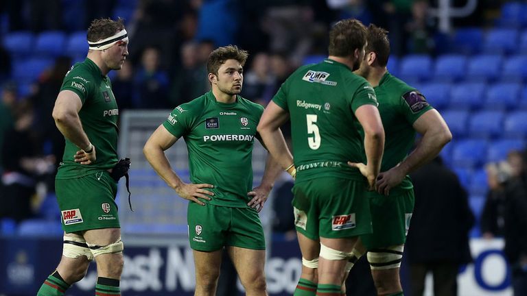 Dejected London Irish players after their defeat by Edinburgh