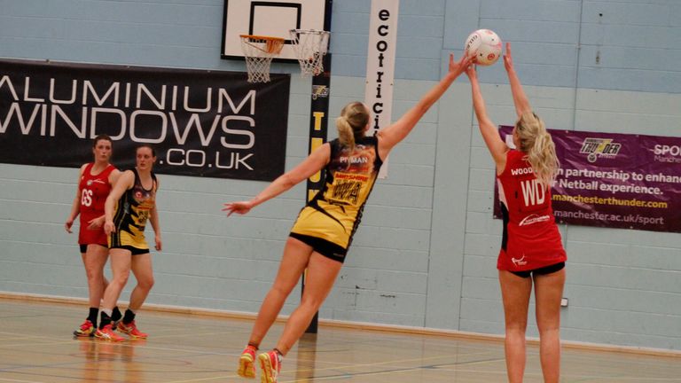 Manchester Thunder 's Chelsea Pitman in action against Team Northumbria