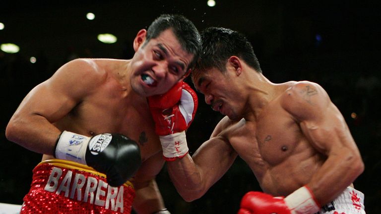 Pacquiao beat Marco Antonio Barrera by unanimous decision in 2007 at super featherweight