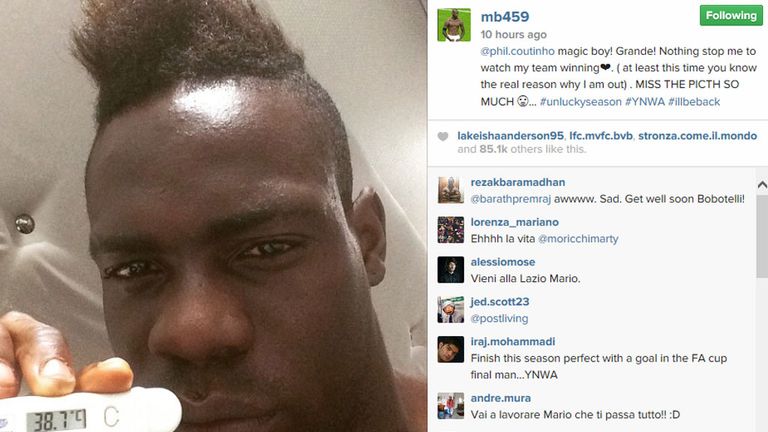 Mario Balotelli: Posted this photo as proof he was unwell