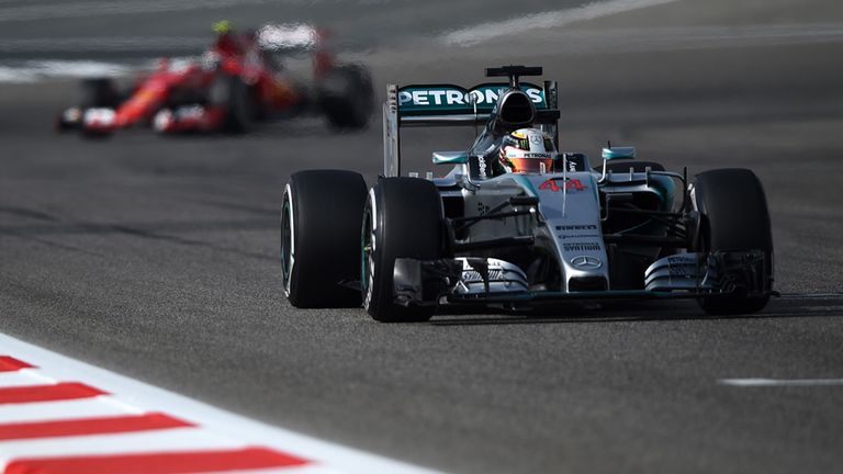 Lewis Hamilton leads the Ferrari in final practice at Bahrain