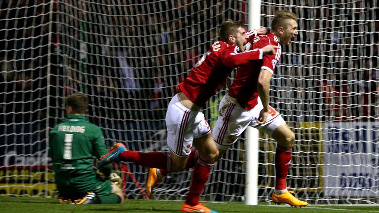 Michael Smith of Swindon Town celebrates 