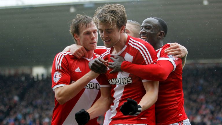 Middlesbrough's Patrick Bamford celebrates 